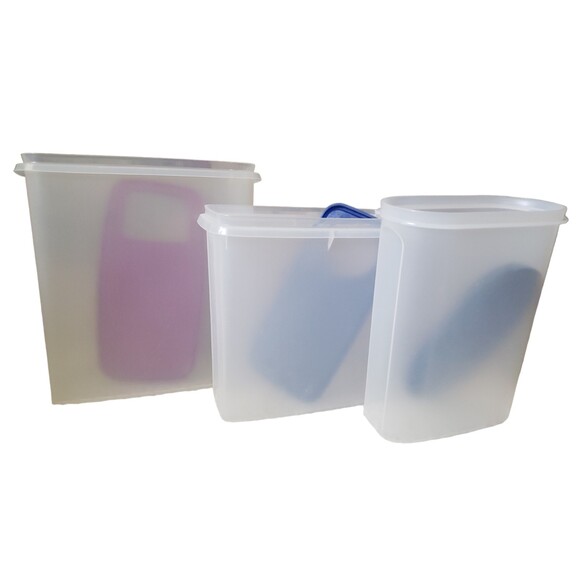 3 Tupperware Storage Containers with Lids - Lg Med Cereal, 1588-1, 1614-8 - Picture 1 of 3
